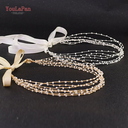 Trendy Pearl Headband Crystal Bridal Headwear Handmade Bridal Hair Jewelry Wedding Accessories