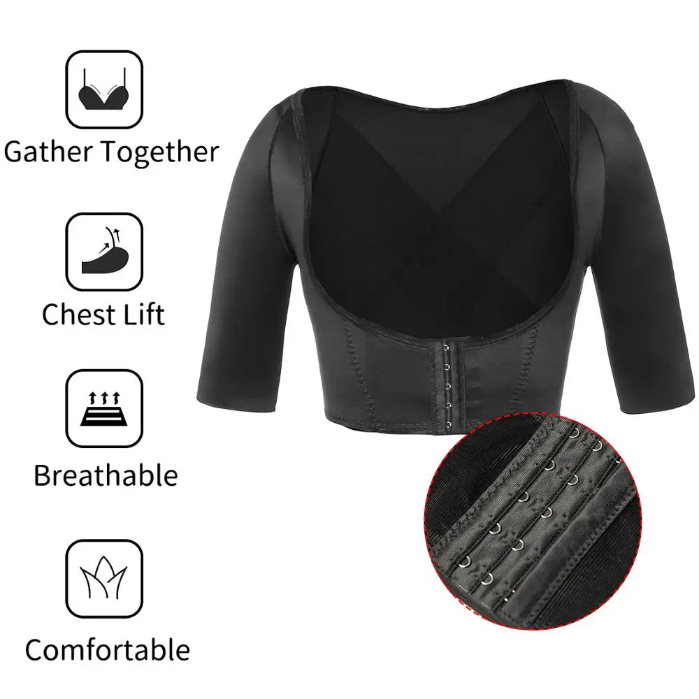 Upper Arm Shaper Post Surgical Slimmer Compression Sleeves Humpback Posture Corrector Tops Women Shoulder Shapewear Back Support