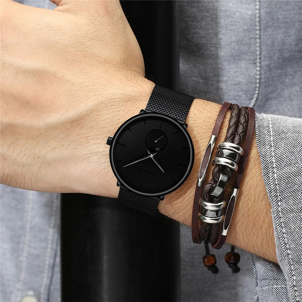 Fashion Blue Men Watch Top Luxury Brand Minimalist Ultra-thin Quartz Watch Casual Waterproof Clock Relogio Masculino