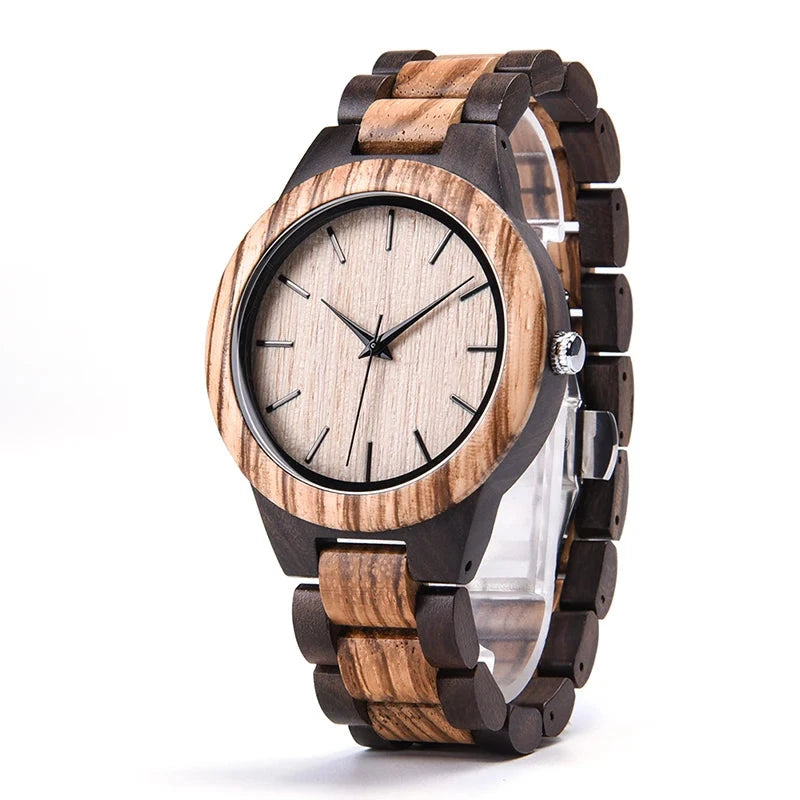 Luxury Brand Green Sandal Wood Watches Full Wooden Quartz Handmade Wristwatches Carton Box