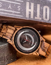 Quartz Watches Show Date Display Zebra Enboy Wood Wristwatch Moon Shape