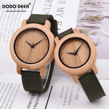 Couple Wood Watches Men Ladies Lightweight Simple Nylon Bracelet Japan Quartz Wristwatch Male