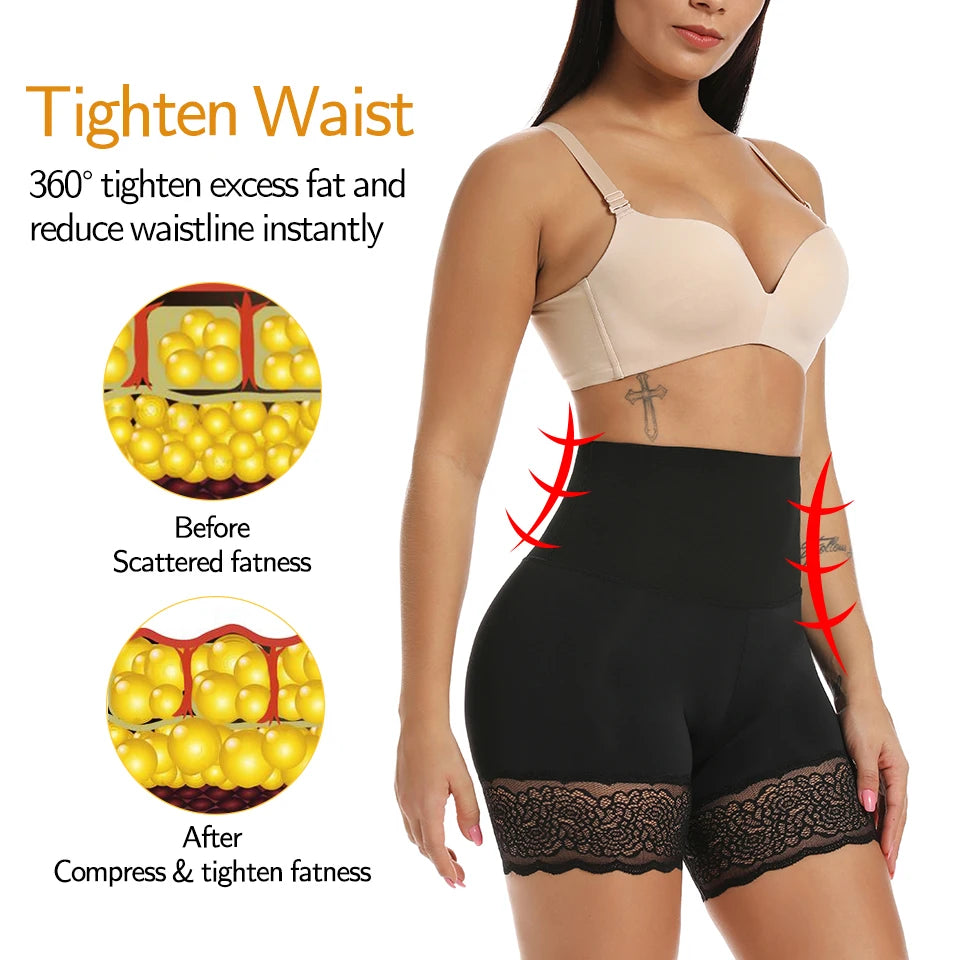 Women Body Shaper High Waist Shorts Lace Knickers Tummy Control Panties Slimming Underwear Shaping Boyshorts Shapewear