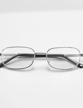 Retro Square Anti-Scratch Reading Glasses For Men Presbyopia Eyewear With Glass Lenses Metal Hyperopia Eyeglasses+3.5