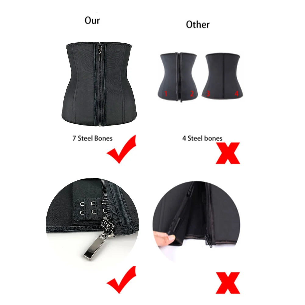 Latex Rubber Waist Trainer Body Shaper Women Hook Zipper Bustiers Waist Cincher Tops Slimming Shapewear Girdle Slim Belt