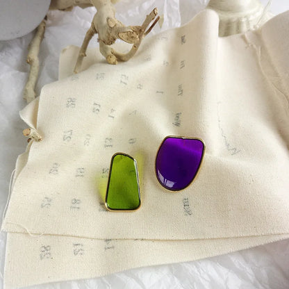 Sweet Jewelry Colorful Enamel Stud Earrings Asymmetric Irregular Earrings Temperament