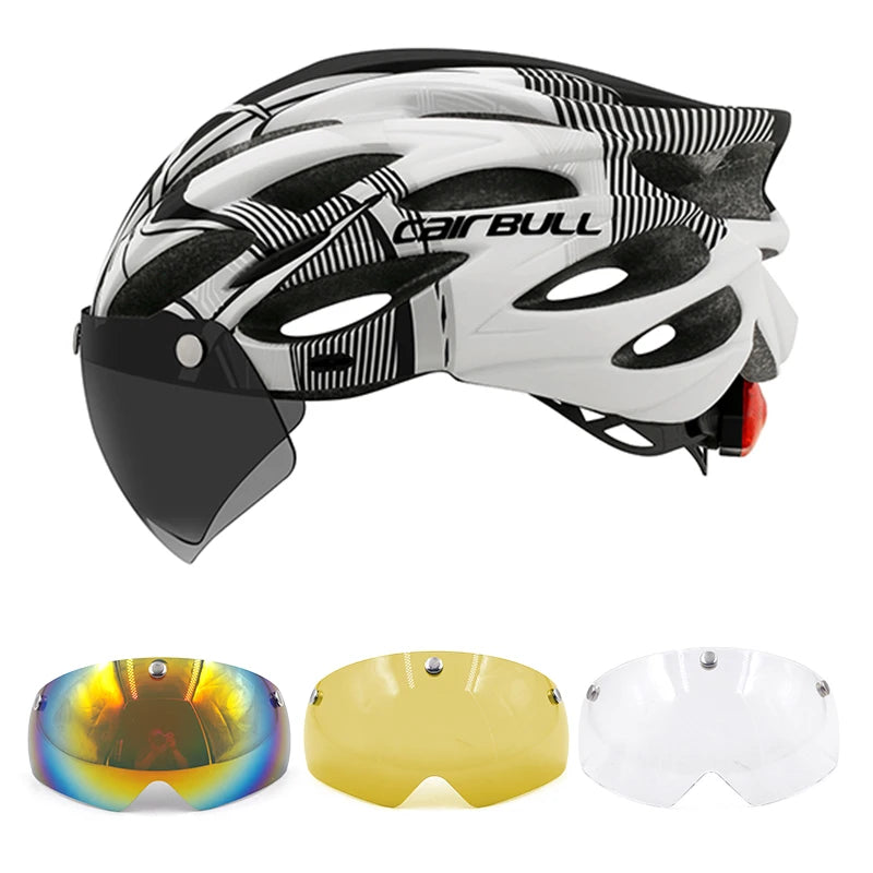 Lightweight LED Cycling Helmet With Visor For Road And Mountain Bike