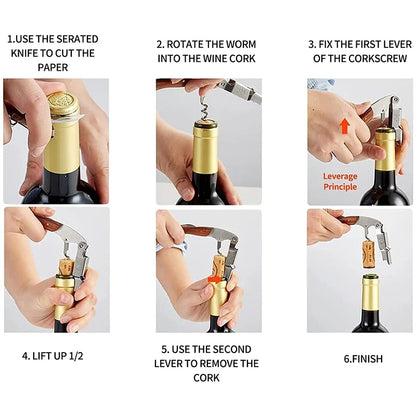 Stainless Steel Wine Opener, Professional Waiters Corkscrew, Leather Case,Beer Bottle Opener And Foil Cutter Gift For Wine Lover