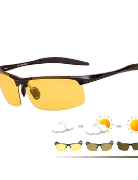 Men Aluminium Photochromic Sunglasses Men Safe Driving Goggle Polarized Sunglasses
