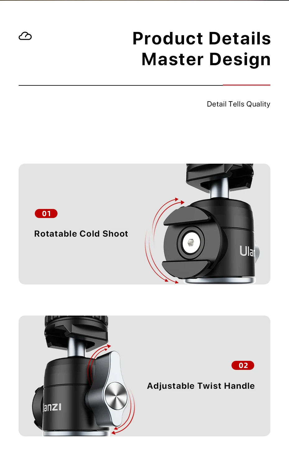 Mini Vlog Tripod Dual Cold Shoe Ballhead for Microphone LED Light Extend Smartphone Tripod for Sony A6400 Photography kit