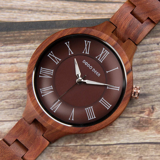 Wooden Watch in Japanese Quartz Wristwatches Red Sandalwood