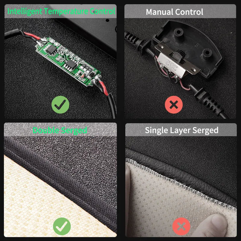 12/24V Heated Car Seat Cover 30‘ Fast Heating Seat Cushion Universal Car Seat Heater Thicken Lengthen Widen Flannel Heating Pad