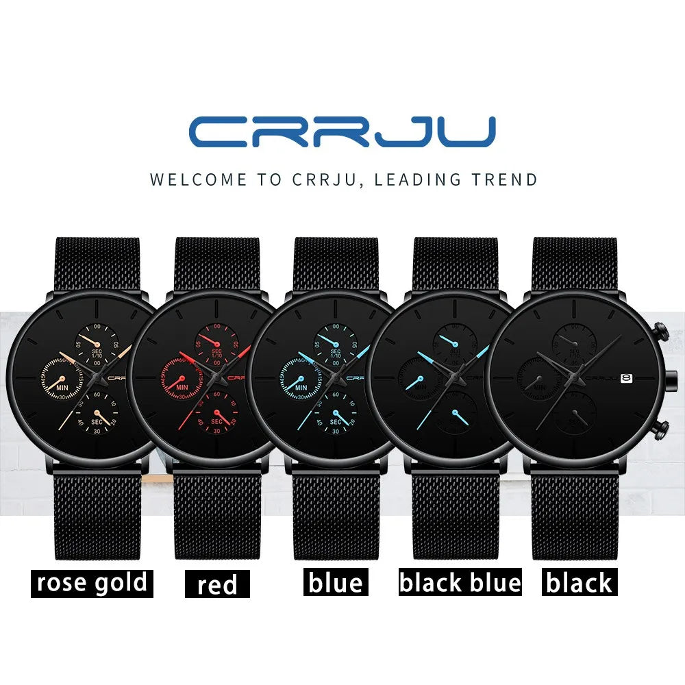 Mens Watches Luxury Sport Wrist Watch Unique Design Stainless Steel Auto Date Mesh Strap Men Fashion Casual Quartz Watches