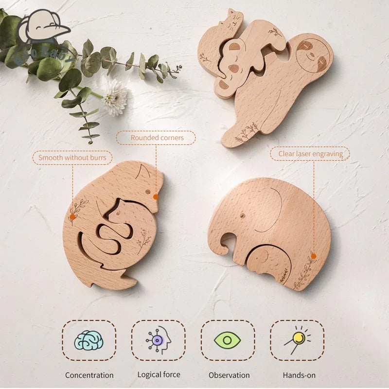 Nordic Style Wooden Blocks Baby Montessori Educational Toys for Children Creative Animal Jigsaw Stacking Toys Constructor Blocks