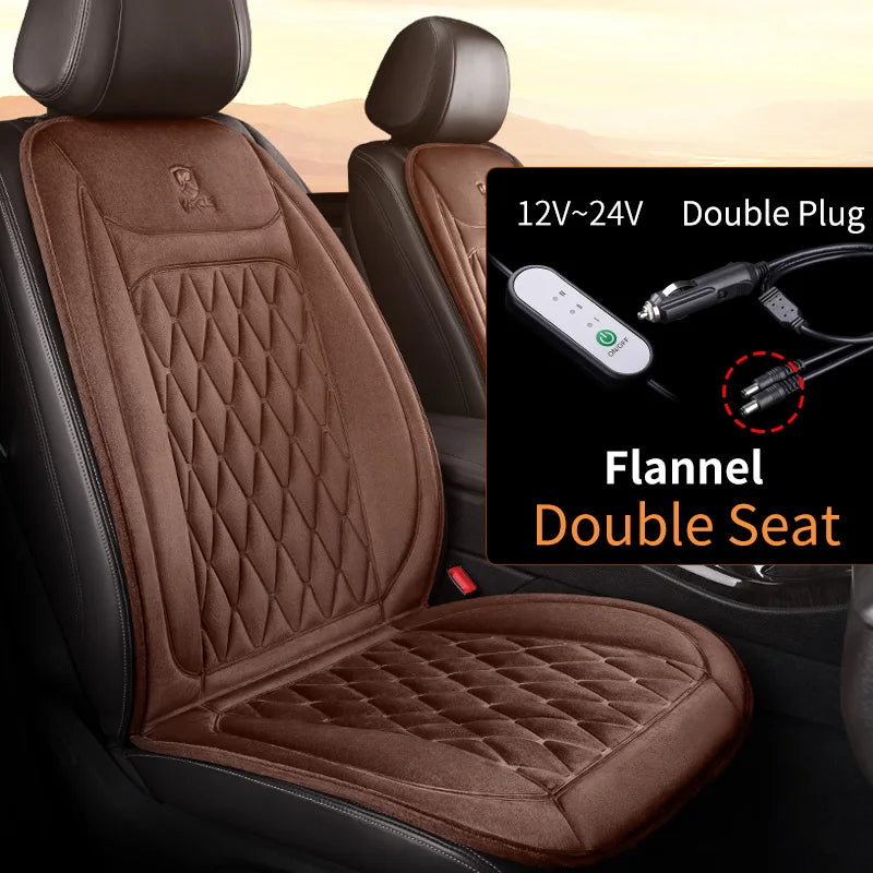 2PCS Heated Car Seat Cover 30' Fast Heating 12V-24V Heating Car Seat Cushion Universal Three Gears Car Heater Thicken for Winter
