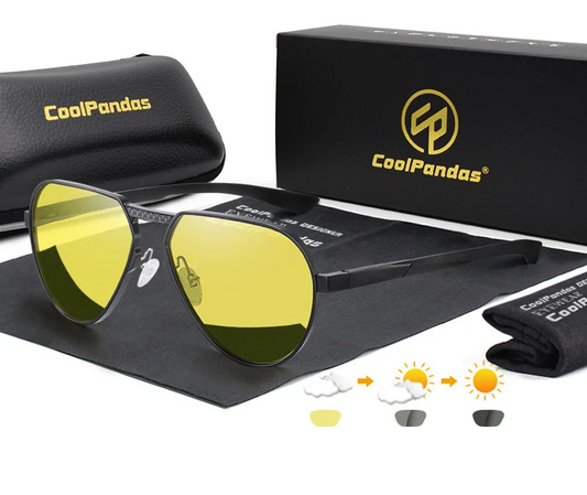 Photochromic Polarized Day Night Vision Driving Sunglasses UV400 Pilot Glasses for Men Women