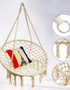 Nordic Style Round Hammock Swing Chair Safety Hanging Hammock Rope Hanging Garden Seat Beige Knitting Rope Swing Balcony Chair