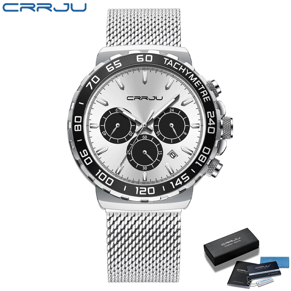 Men Watch Quartz New Japanese Chronograph Top Brand Waterproof Stainless Wristwatches with date Relogio Masculino