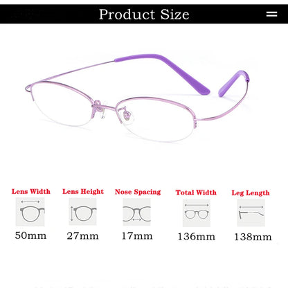 Ultra-Light Quality Super-Elastic Pure Titanium Eyewear Optical Prescription women's Half Frame Glasses T9276