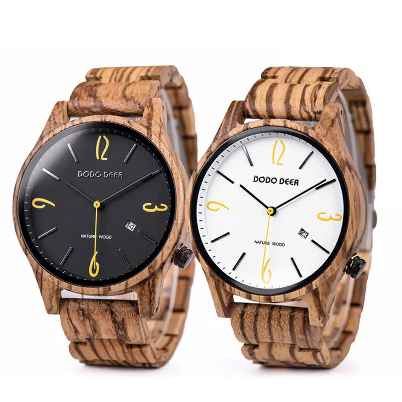 Wooden Wristwatch Wrist Band Man Luxury Calendar Quartz  Simple Date Display Wood Watch