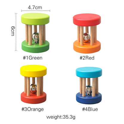 Color Wooden Rattles Toy 0-12 Months Baby Hearing Training Game Early Educational Toys Infant Toddler Hand Bell Toy