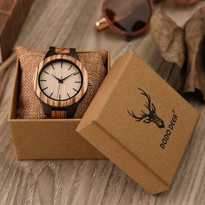 Luxury Brand Green Sandal Wood Watches Full Wooden Quartz Handmade Wristwatches Carton Box