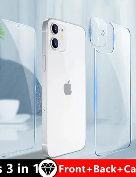 3in1 Front+Back+Lens Full Cover Protective Tempered Glass For iPhone 15 11 12 14 13 Pro Max Clear Screen Protector Glass Film