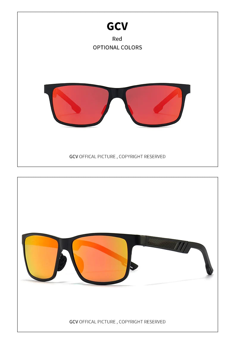 Rectangle Men Polarized Sunglasses Aluminium Magnesium UV400 Driving Eyewear Mirror Lens