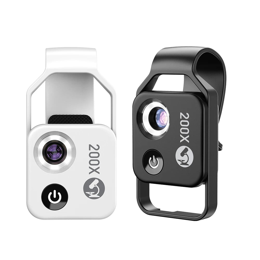 200X Smartphone Microscope Lens with LED Light Universal Clip