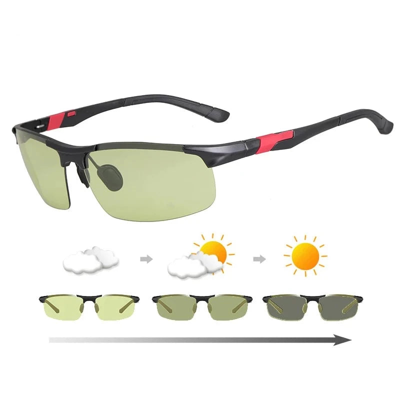 AL-Mg Photochromic Sunglasses Men Driving Sunglasses Men's Polarized Sunglasses