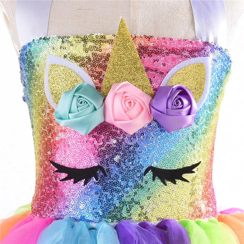 Unicorn Princess Tutu Dress with Sequins for Party Dance Halloween and Birthday Costume