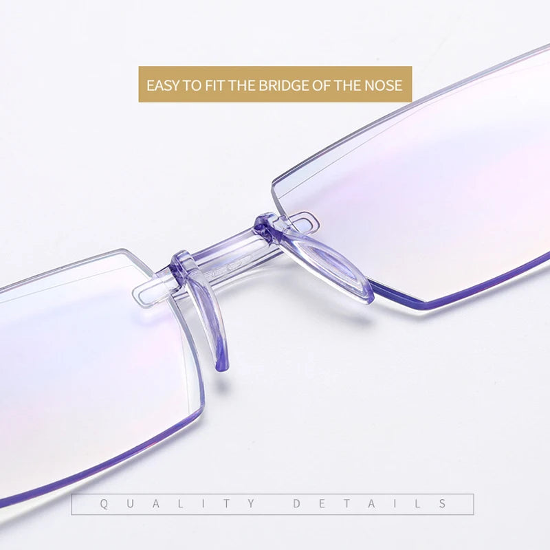 +1.0 +1.5 +2.0 +2.5 +3.0 +4.0 Rimless Reading Glasses Classic Anti blue Light Prescription Optical Far Eyeglass Women Men