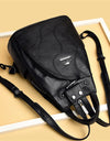 Leather Backpacks Zipper Female Chest Bag Travel Back Pack Ladies Bagpack School Bags