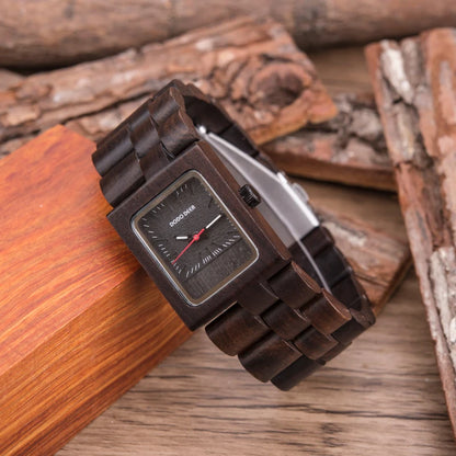 Women Watches Top Brand Luxury Ebony Wood Quartz Wristwatch