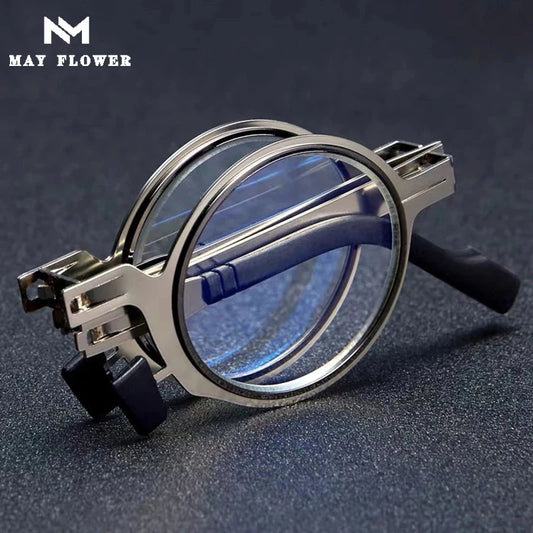 Round Folding Reading Glasses with Lightweight Metal Frame