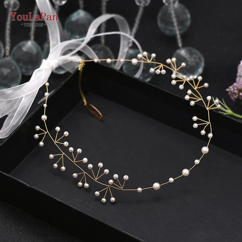 Trendy Pearl Headband Crystal Bridal Headwear Handmade Bridal Hair Jewelry Wedding Accessories