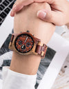 Watches Creative Business Quartz Clock Wood Timepieces Chronograph Date Week Display