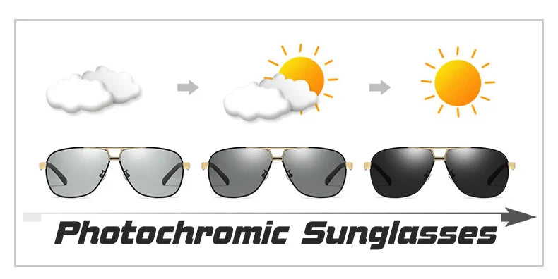 Vintage Aviation Photochromic Polarized UV400 Anti-Glare Driving Sunglasses for Men Women