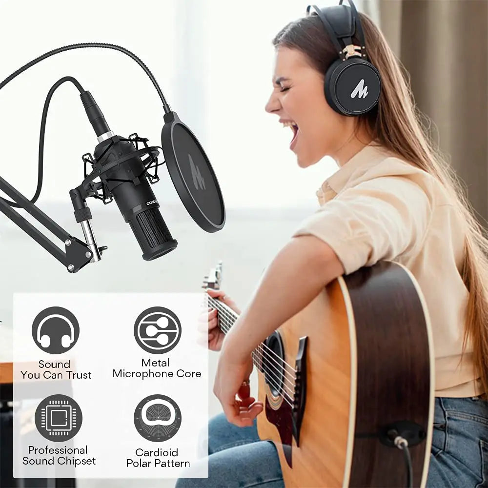 XLR Condenser Microphone Kit Professional Cardioid Vocal Studio Recording Mic for Streaming Voice Over Home-Studio.PM320S