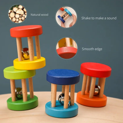 Color Wooden Rattles Toy 0-12 Months Baby Hearing Training Game Early Educational Toys Infant Toddler Hand Bell Toy