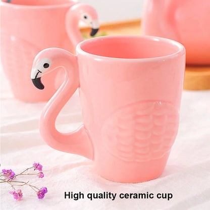 Tea Set Creative Flamingo Teapot Drinking Tea Cup Sets Water Coffee Cup Fruit Juice Mugs Set Teaware