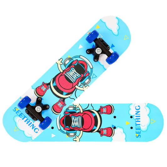 60CM Skateboard Beginner Cartoon Skateboard Maple Wood Deck Skate Board Outdoor Long Board Double Rocker Skateboard