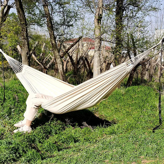 Outdoor Swing White Canvas Hammock Garden Decoration Hammock Outdoor Camping Trip