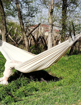 Outdoor Swing White Canvas Hammock Garden Decoration Hammock Outdoor Camping Trip