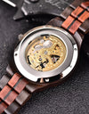 Automatic Self-Wind Watch for Men Wood Red Sandalwood Wristwatches Male Waterproof In Wooden Box