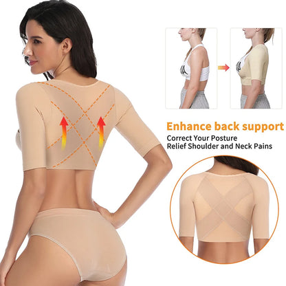 Back Support Upper Arm Shaper Post Surgical Slimming Underwear Compression Sleeves Posture Corrector Tops Shapewear for Women