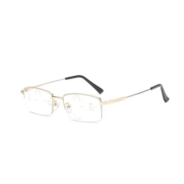Progressive Reading Glasses with Titanium Alloy Half Frame