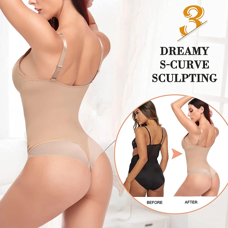 Women's Slimming Underwear Bodysuit Jumsuit Body Shaper Waist Trainer Corset Shapewear Top with Padded Bra Postpartum Recovery