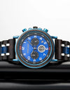 Wooden Watches in Quartz Wrist Stop Watch Stainless Steel Date Display Chronograph