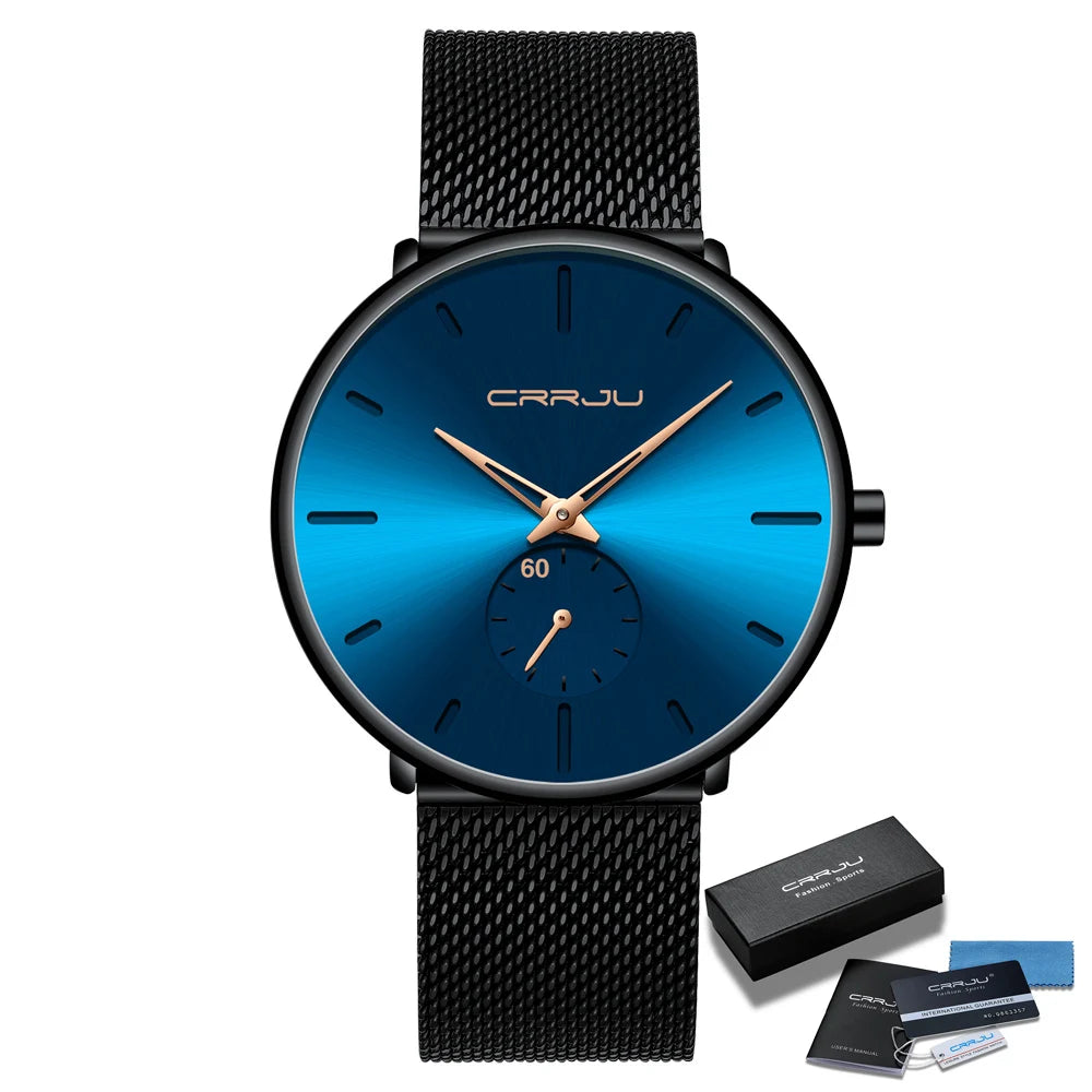 Fashion Blue Men Watch Top Luxury Brand Minimalist Ultra-thin Quartz Watch Casual Waterproof Clock Relogio Masculino